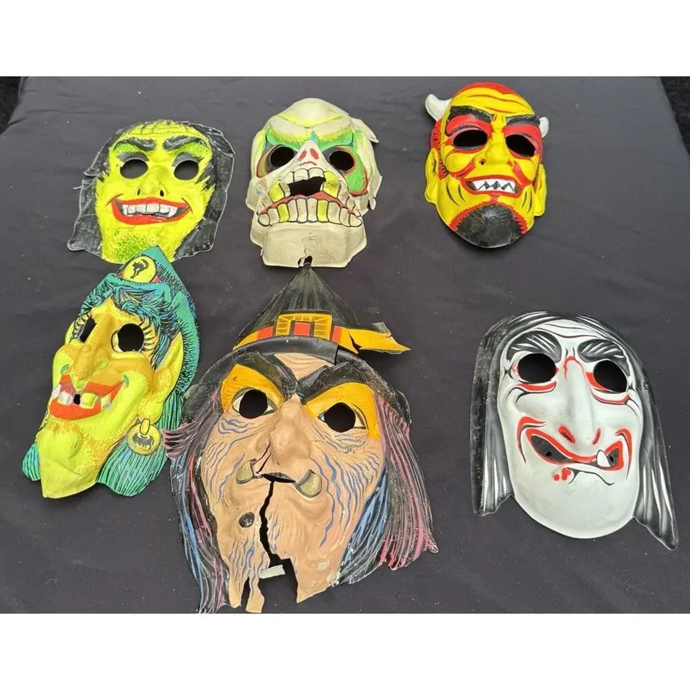 Rare 1960’s HTF Vtg Collegeville Ben Cooper Halloween Mask Lot Of 6 USA LOOK!
